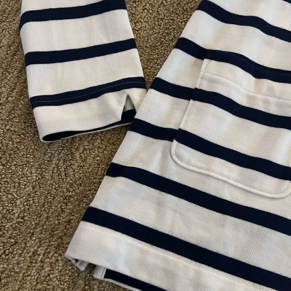Kate Spade Blue and White Striped Box Tropez Top